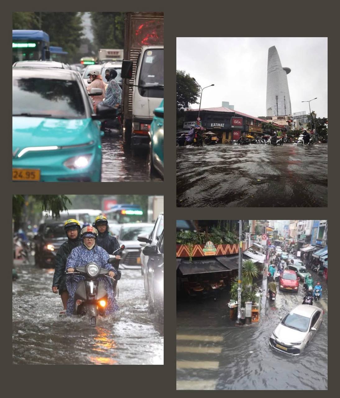 越南胡志明市遭遇强降雨 多条主干道严重积水