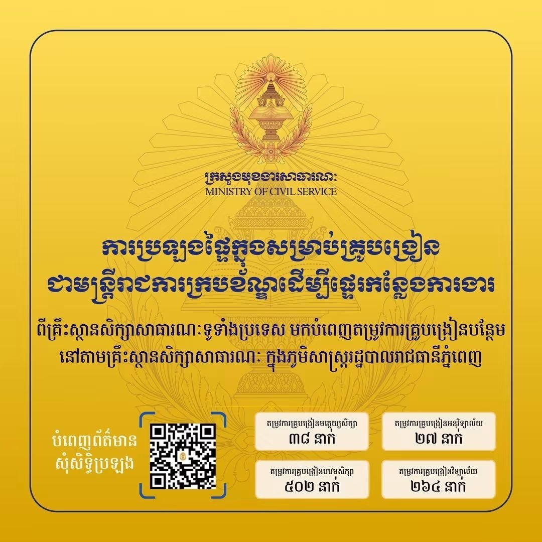 金边公立学校招聘831名教师 10月10日截止报名