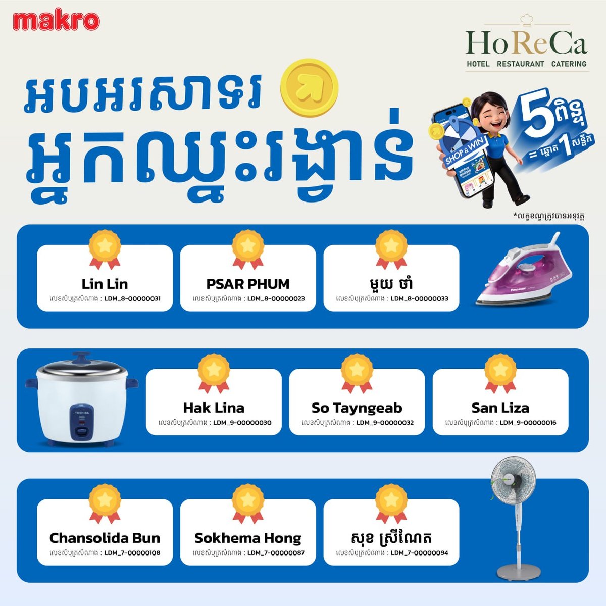 万客隆商场HoReCa抽奖活动获奖名单公布