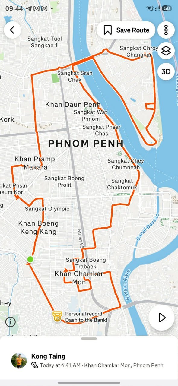 金边跑步爱好者利用GPS轨迹创作城市艺术