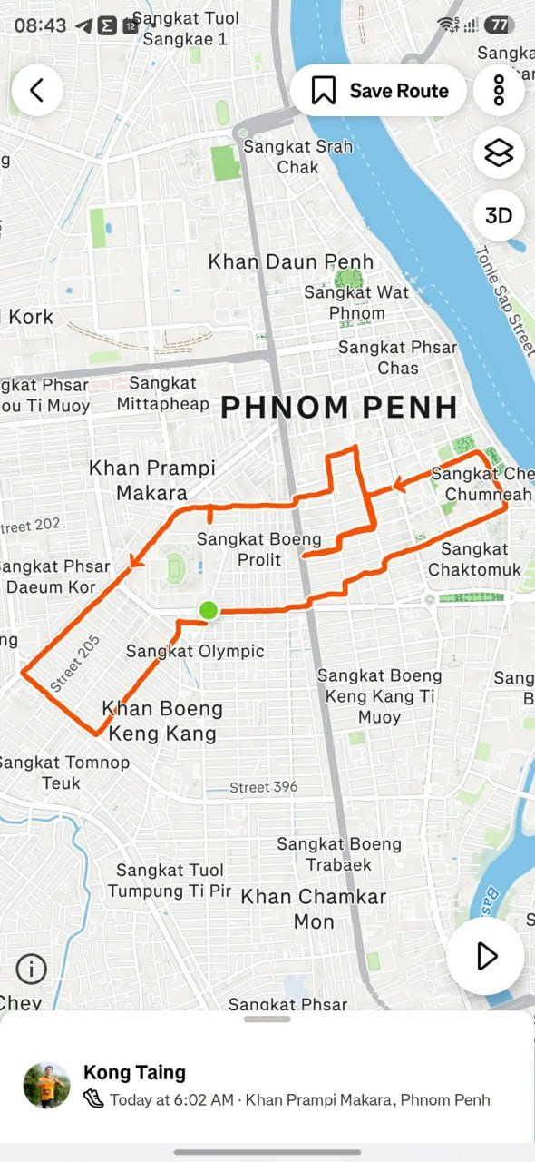 金边跑步爱好者利用GPS轨迹创作城市艺术