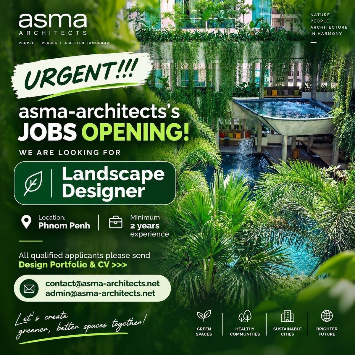 金边asma-architects急招景观设计师 需2年经验