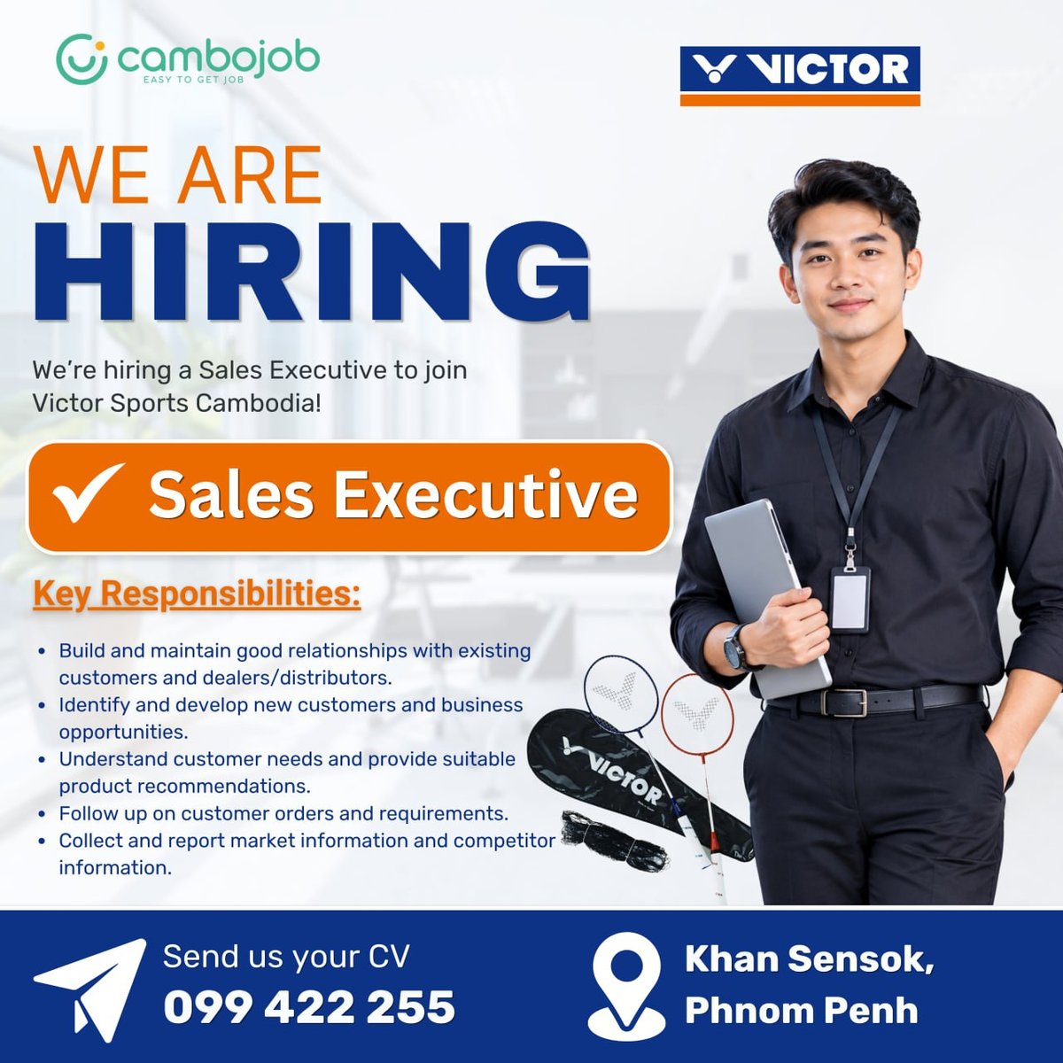 Victor Sports Cambodia急招销售专员 需