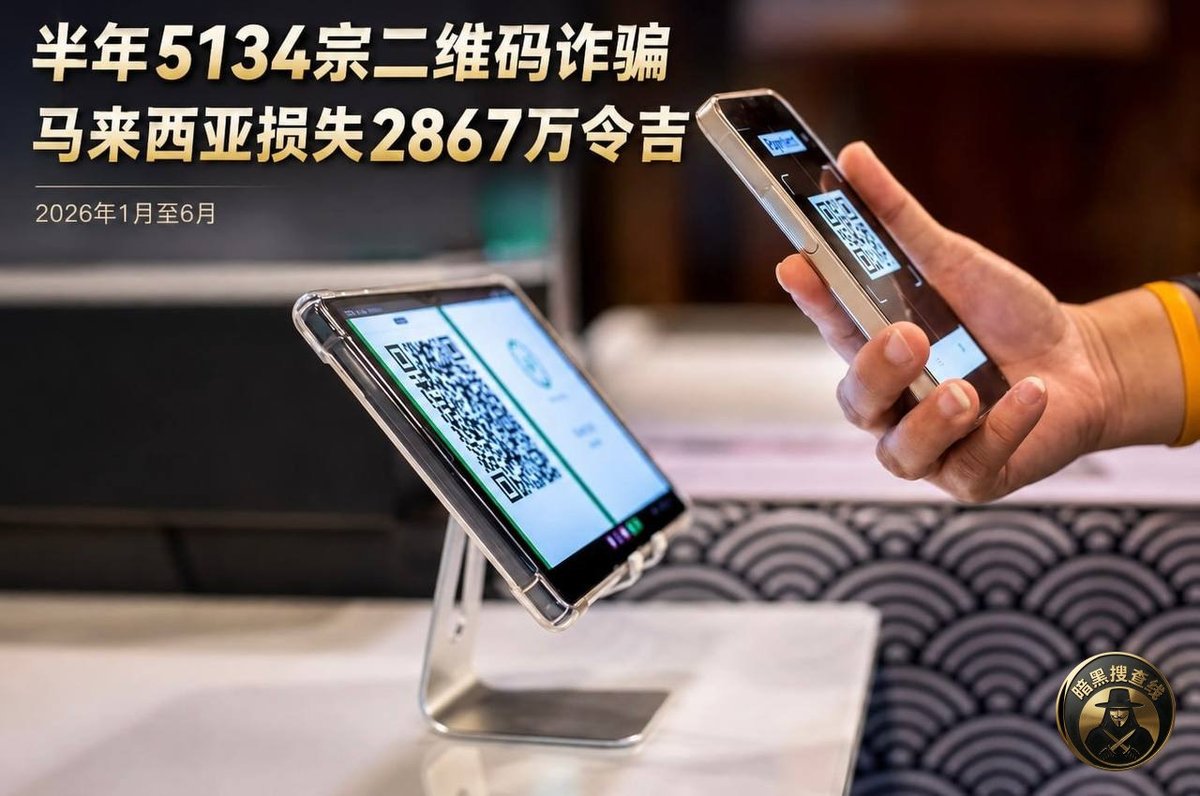 马来西亚警方数据显示,2026年上半年二维码诈骗案激增,受害