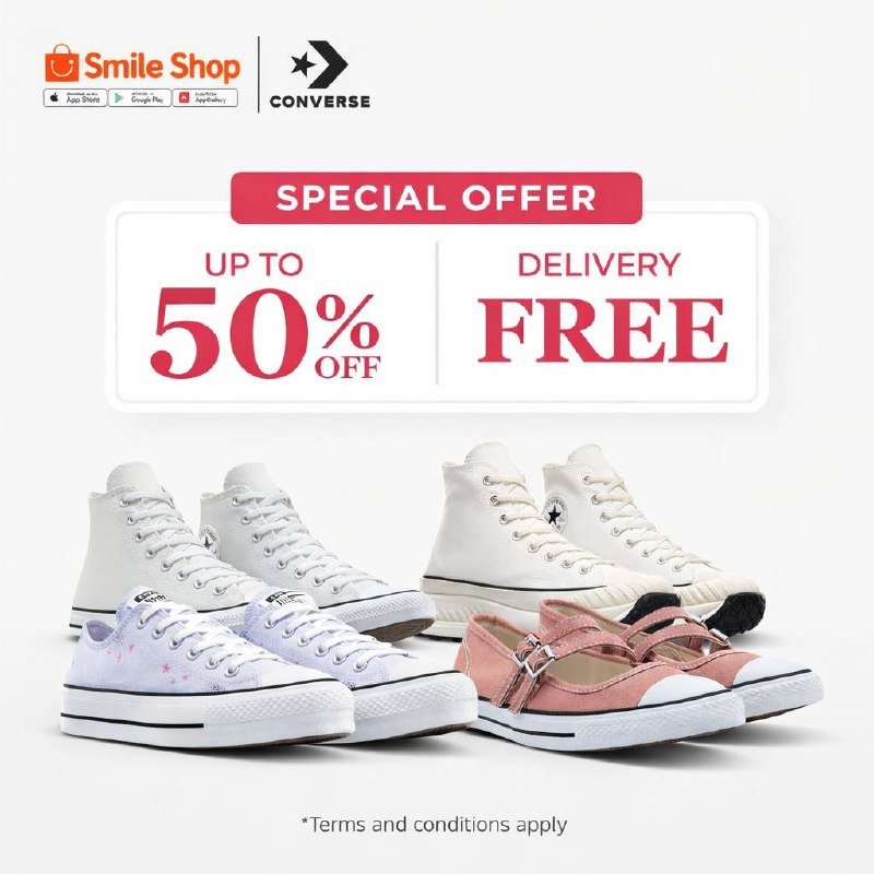 Smile Shop Converse运动鞋全场5折 线上订