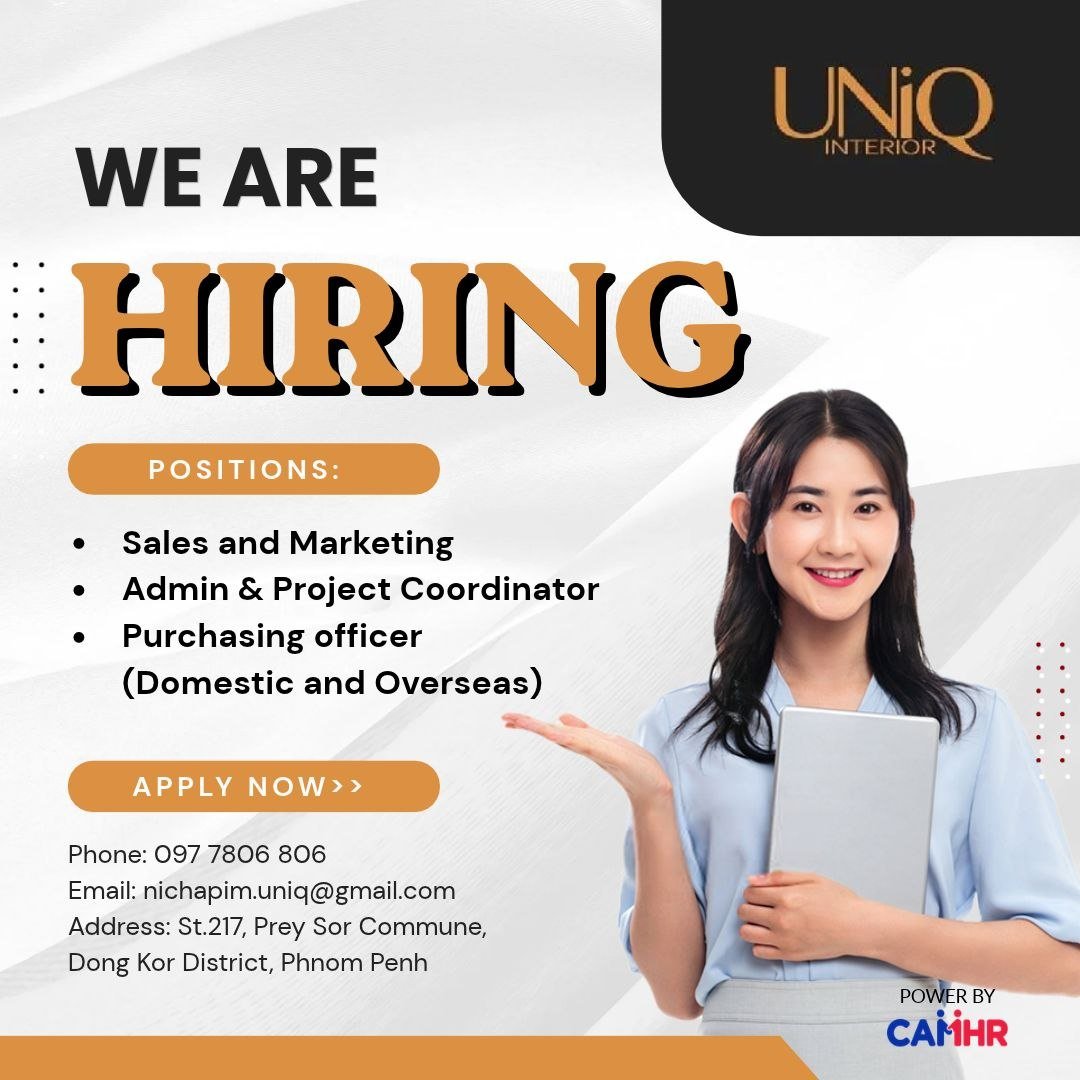 UNiQ Interiors急招销售行政及采购专员