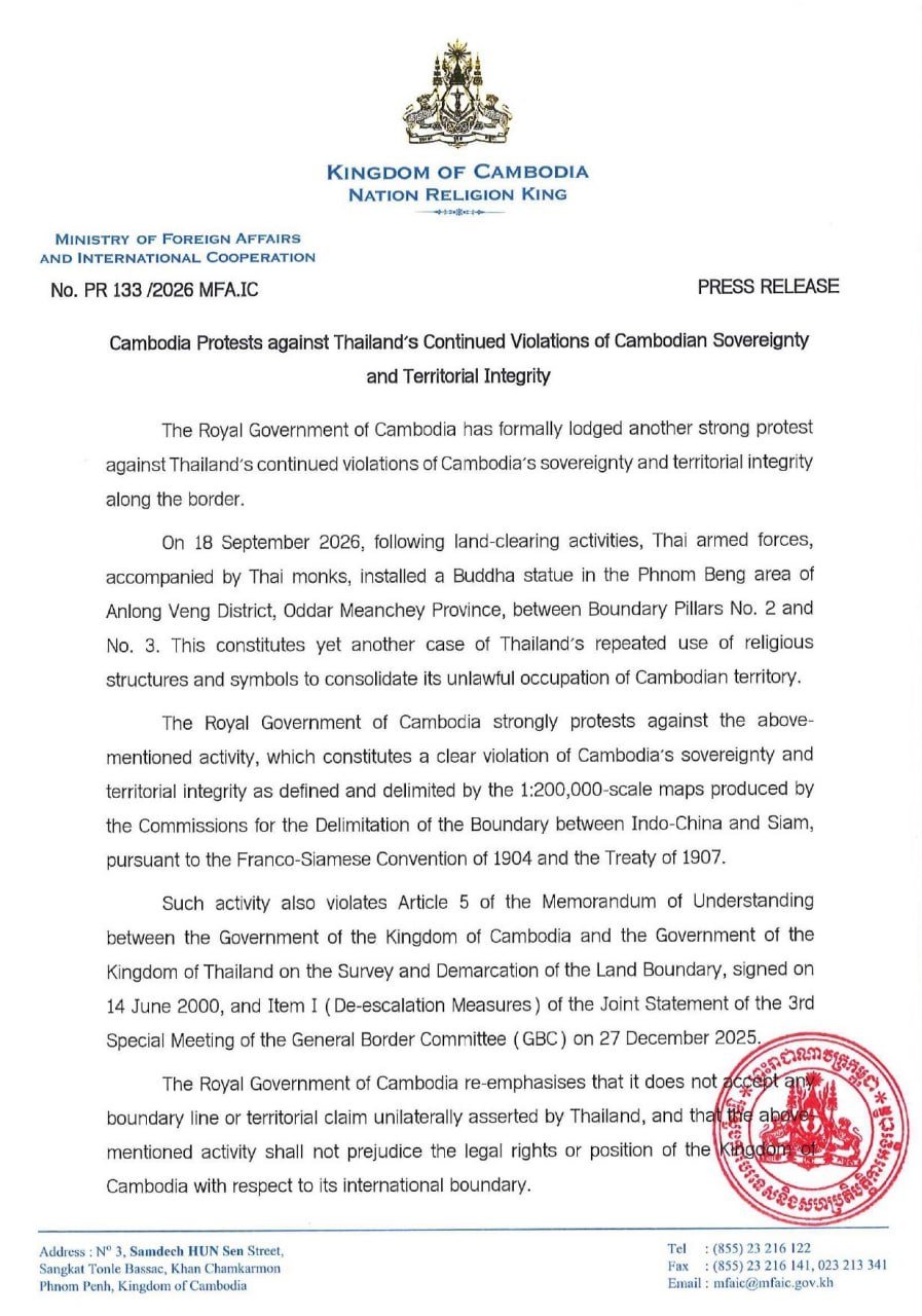柬泰边境争议区现非法建筑 泰方安装佛像