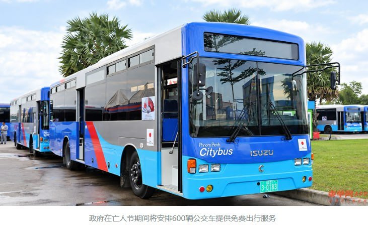 金边亡人节投入600辆公交 免费接送民众返乡