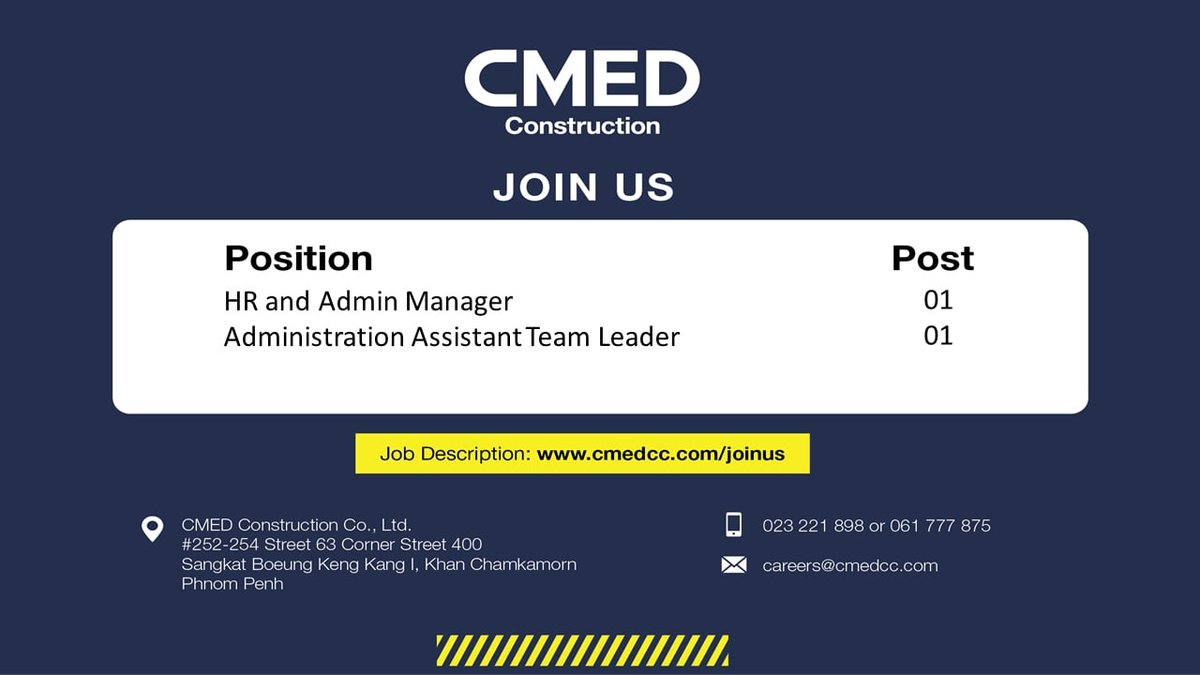 CMED建筑公司招行政经理及助理