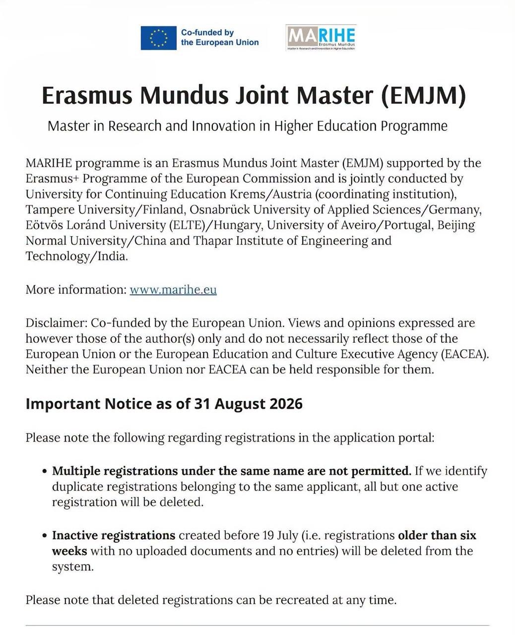 欧盟Erasmus Mundus奖学金开放申请