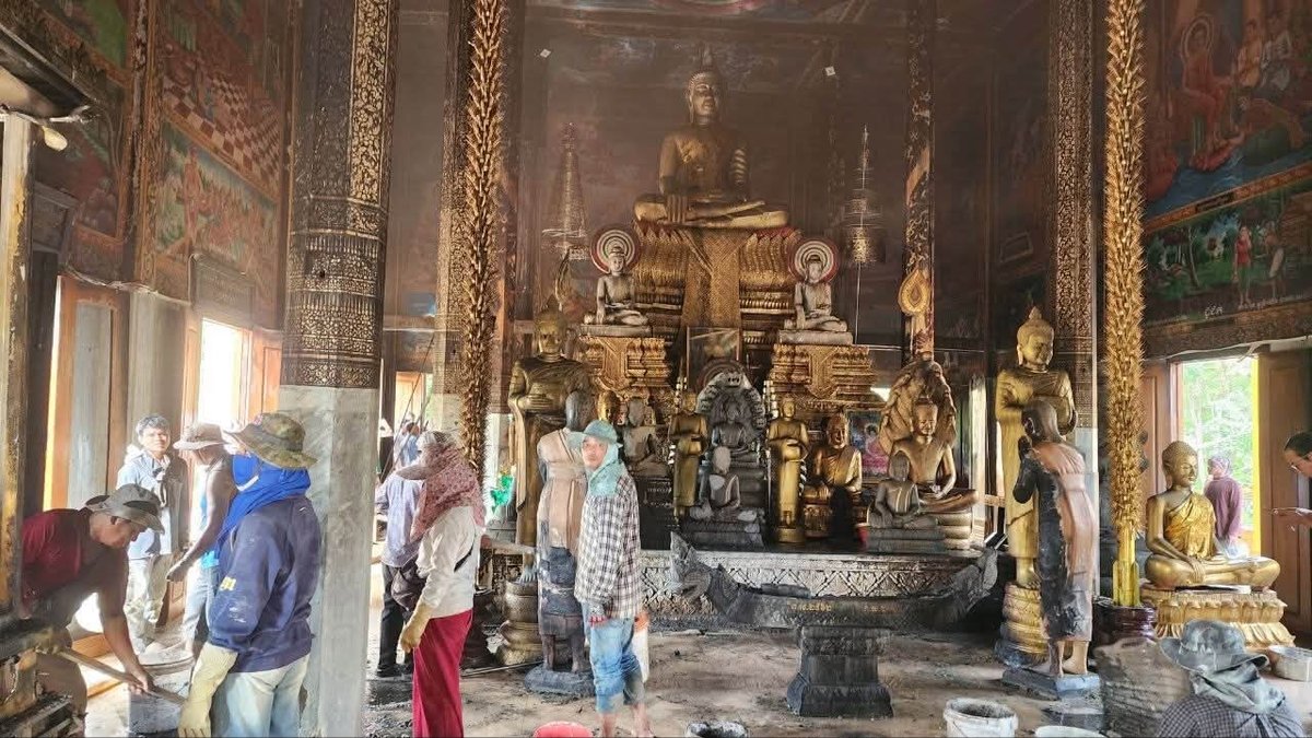 干拉省基恩斯瓦县一寺庙发生火灾 系电路短路引发