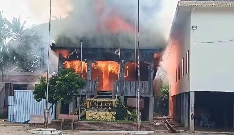 磅通省一寺庙僧舍因电线短路引发火灾