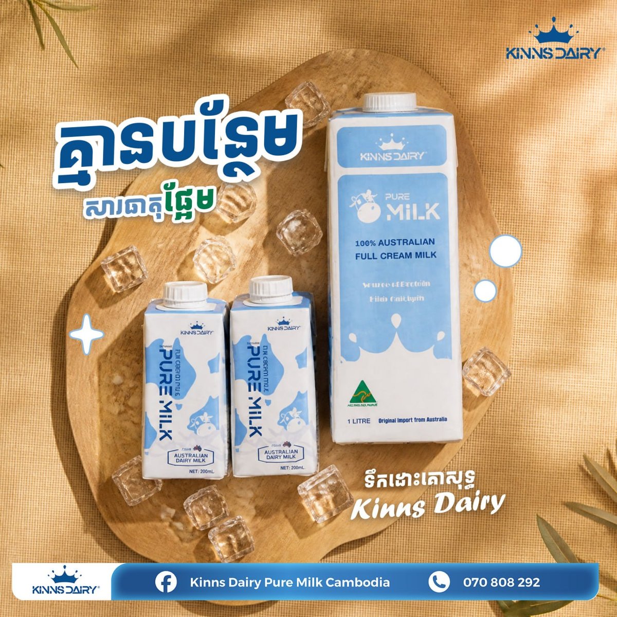 澳洲Kinns Dairy纯牛奶在柬上市 主打A2蛋白易消化