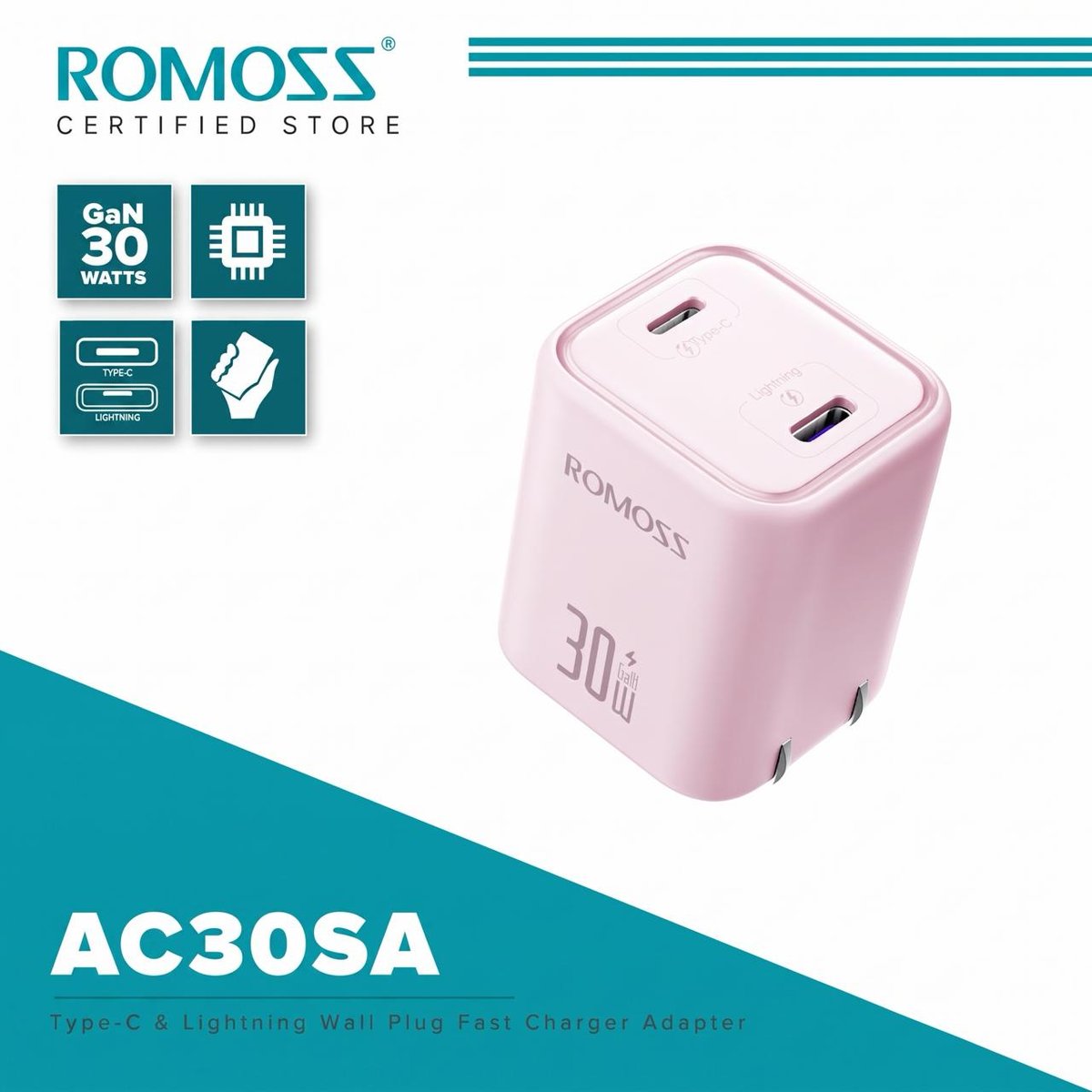 ROMOSS 30W GaN快充头上市 兼容iPhone i