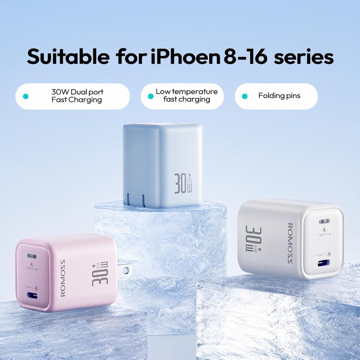 ROMOSS 30W GaN快充头上市 兼容iPhone i