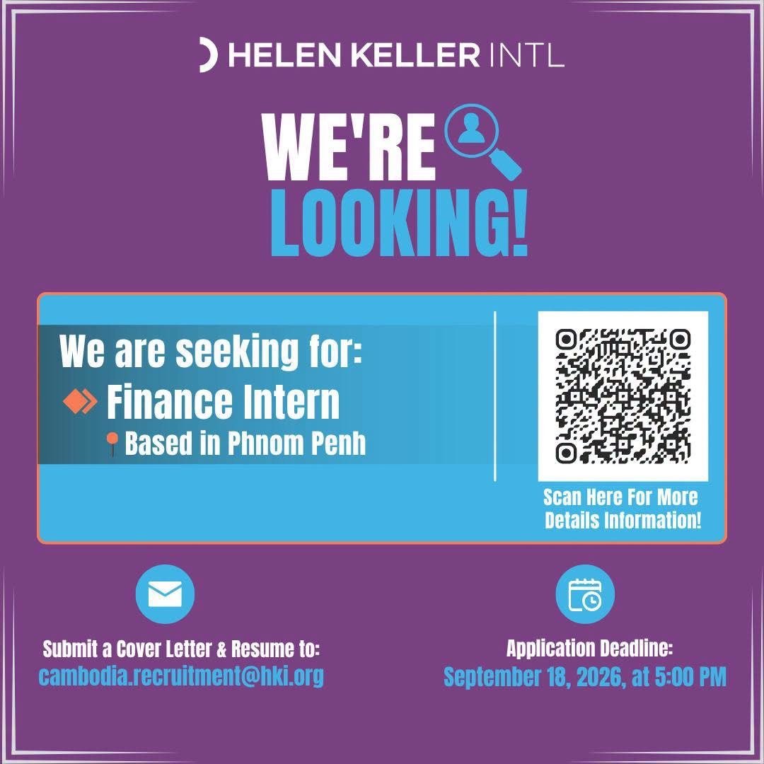 Helen Keller Intl招聘财务实习生 金边办公