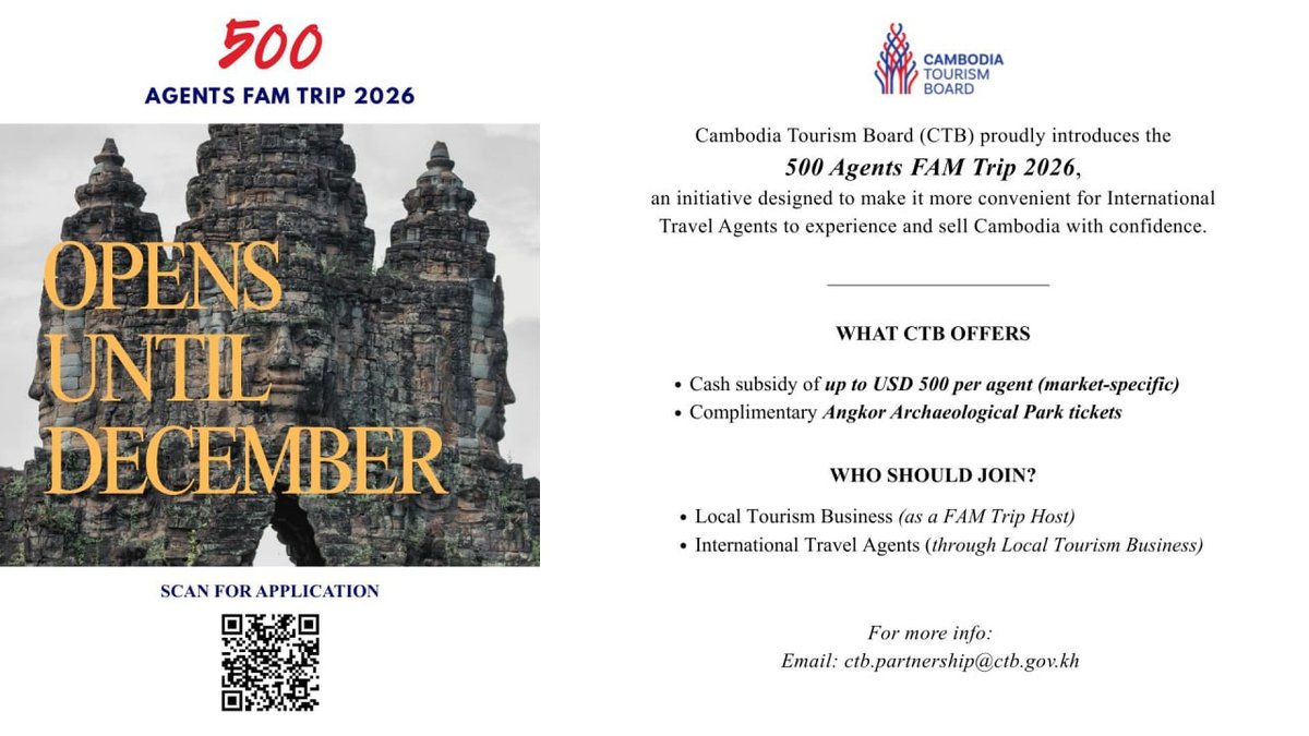 柬埔寨旅游局启动2026年国际旅行社考察团招募