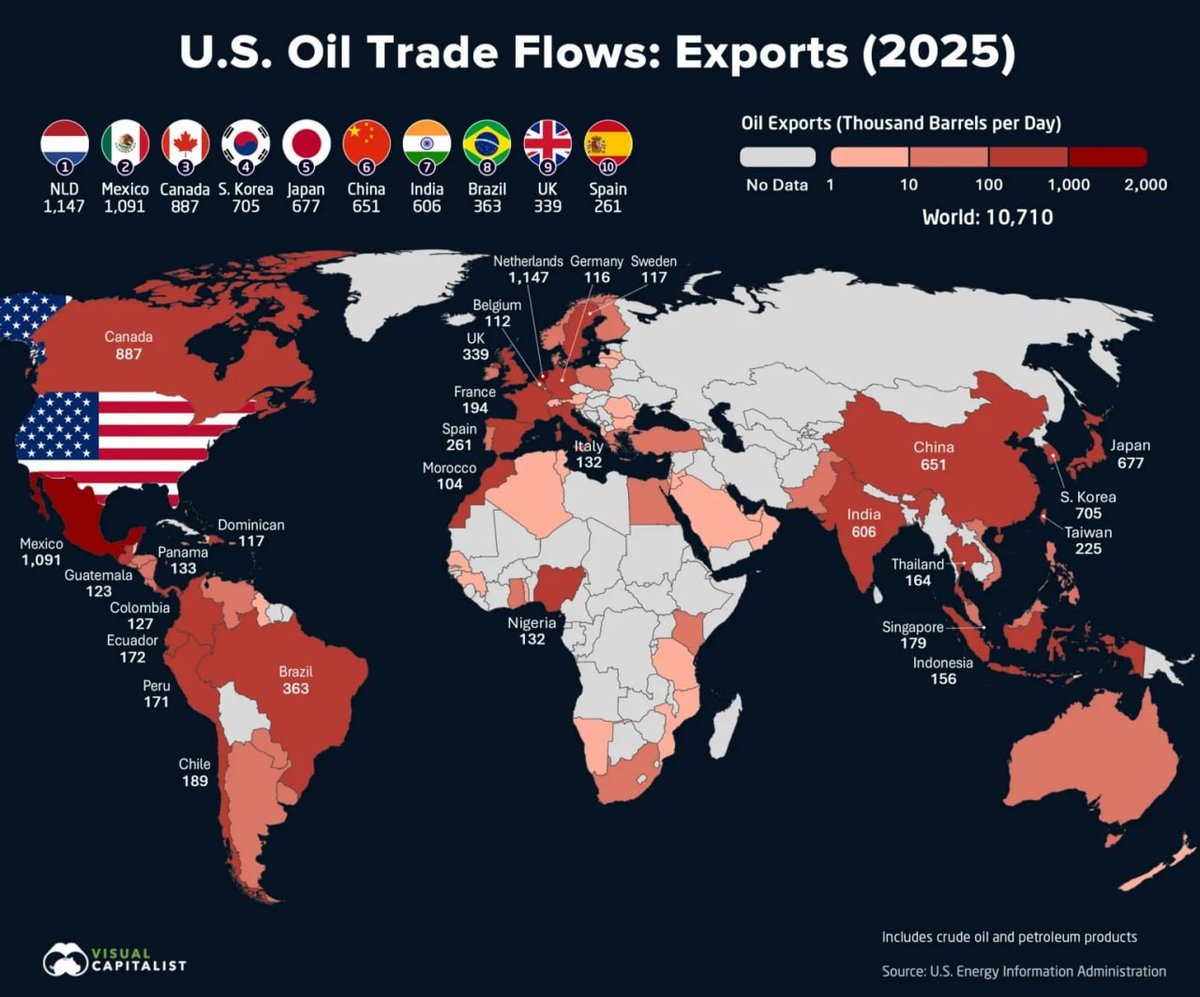 2025年美国石油出口概况 荷兰为最大进口国
