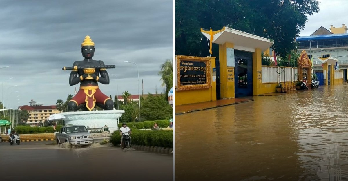 马德望省桑凯河水位已开始下降,蓄水池水位降低2米,降雨减弱