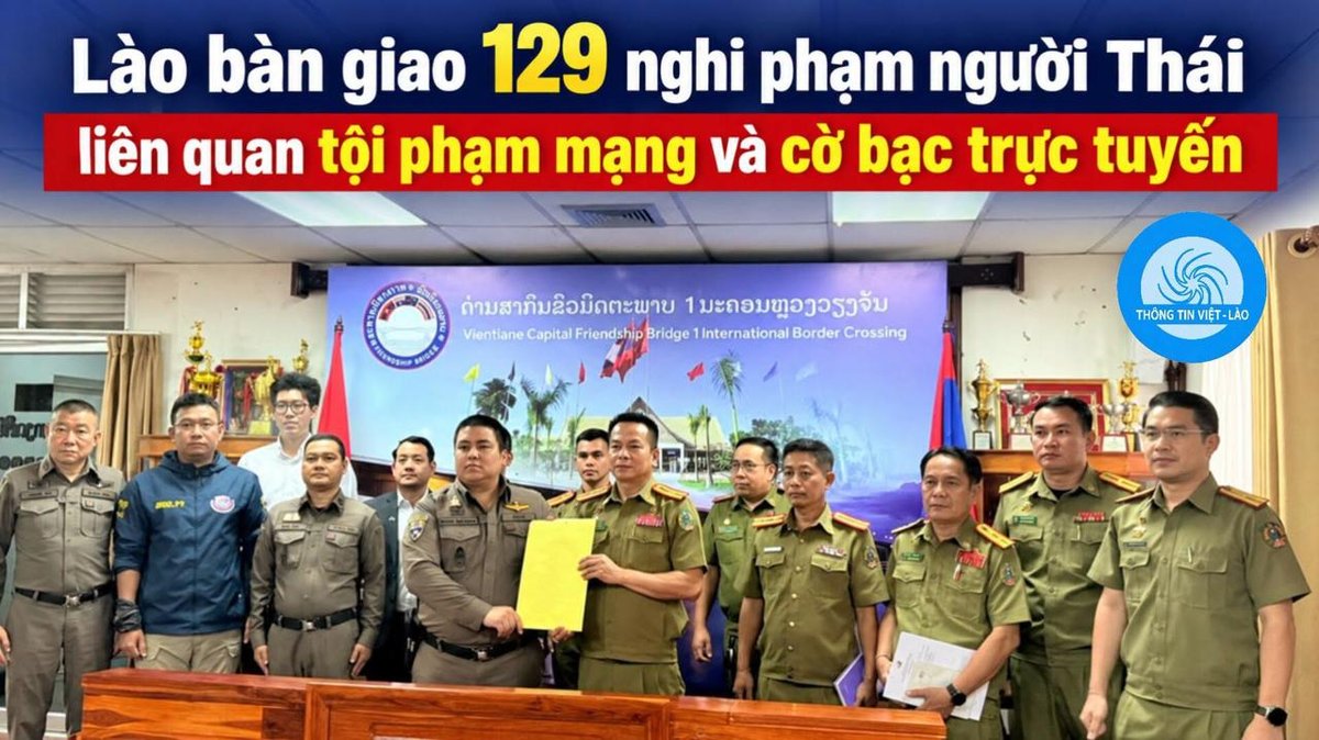 老挝警方于9月17日向泰国移交了129名涉嫌参与网络诈骗及赌