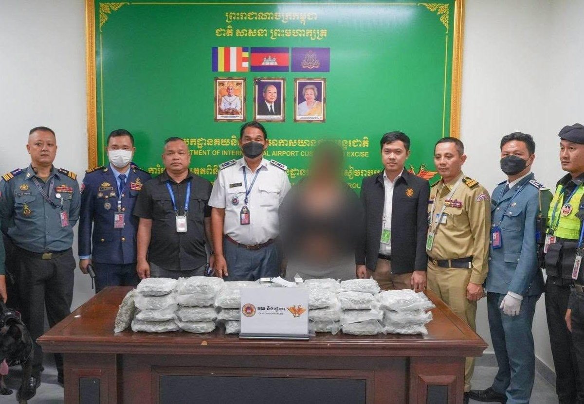 暹粒吴哥国际机场查获22公斤大麻 1名外籍旅客被捕