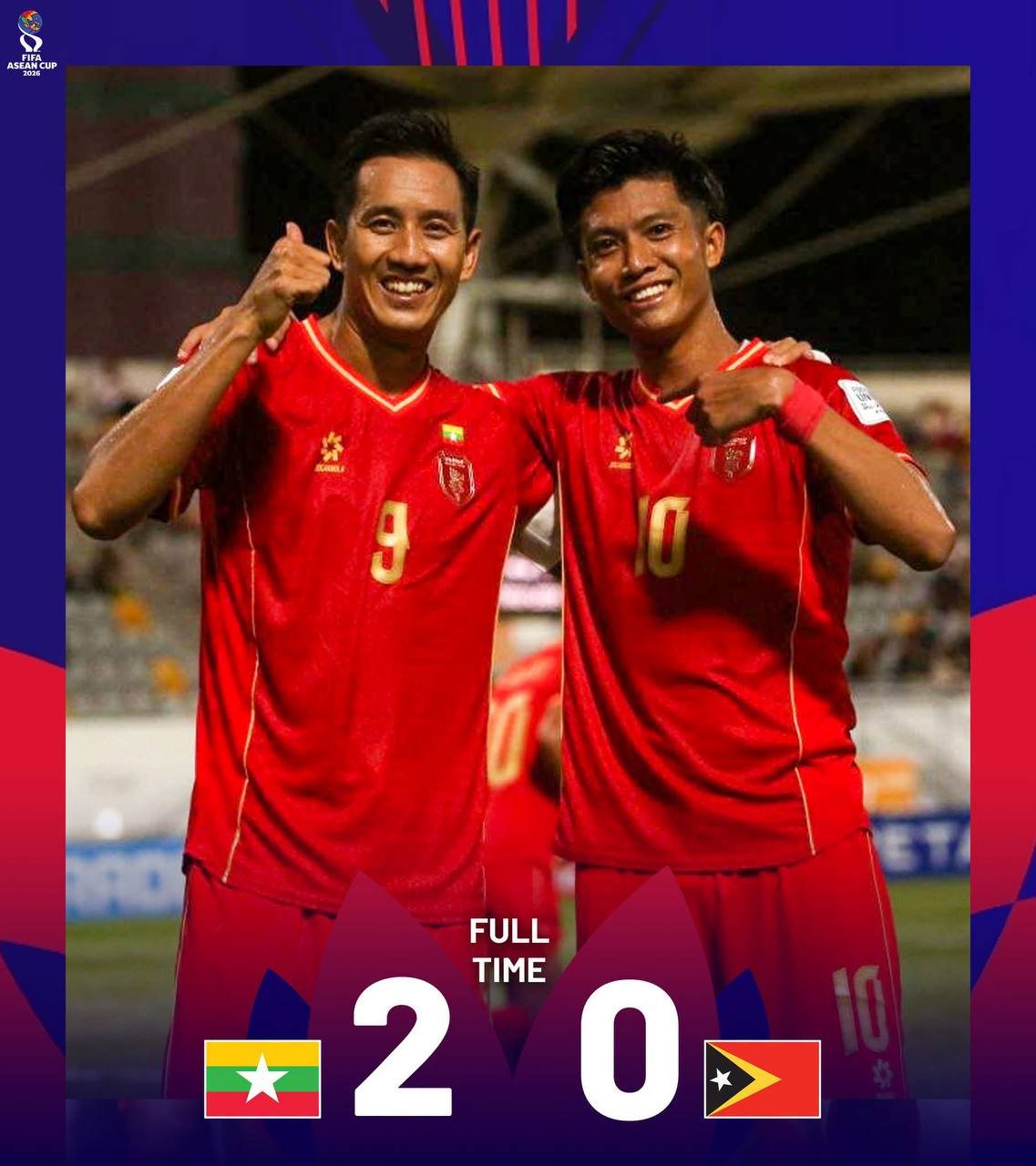 FIFA Asean Cup 2026缅甸首战2比0胜东帝汶