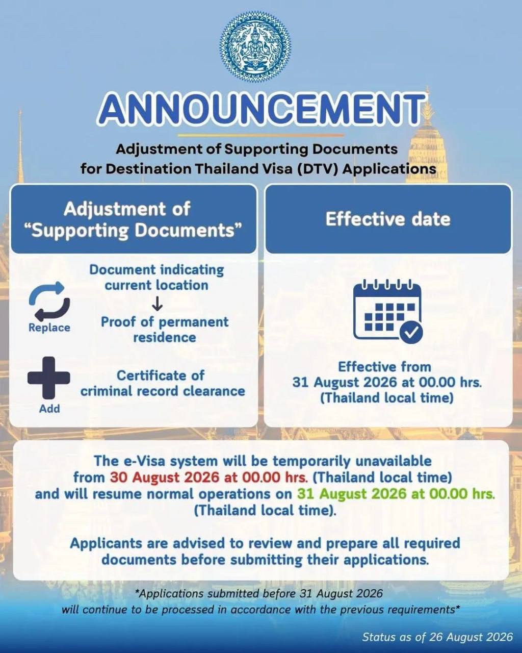 泰国DTV签证申请新规 须提供无犯罪证明 旅游签不受影响