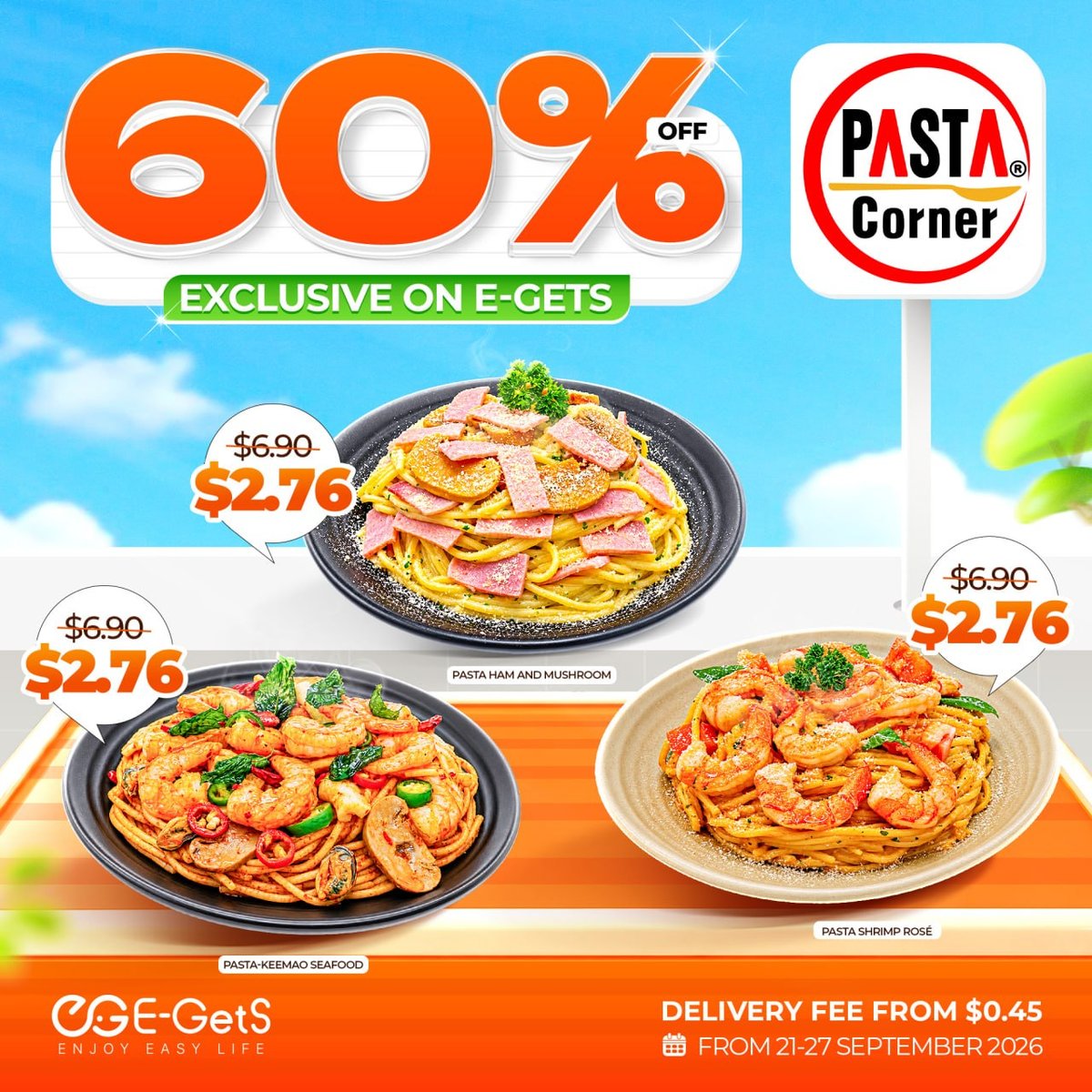 简单点Pasta Corner全场6折 21日起优惠