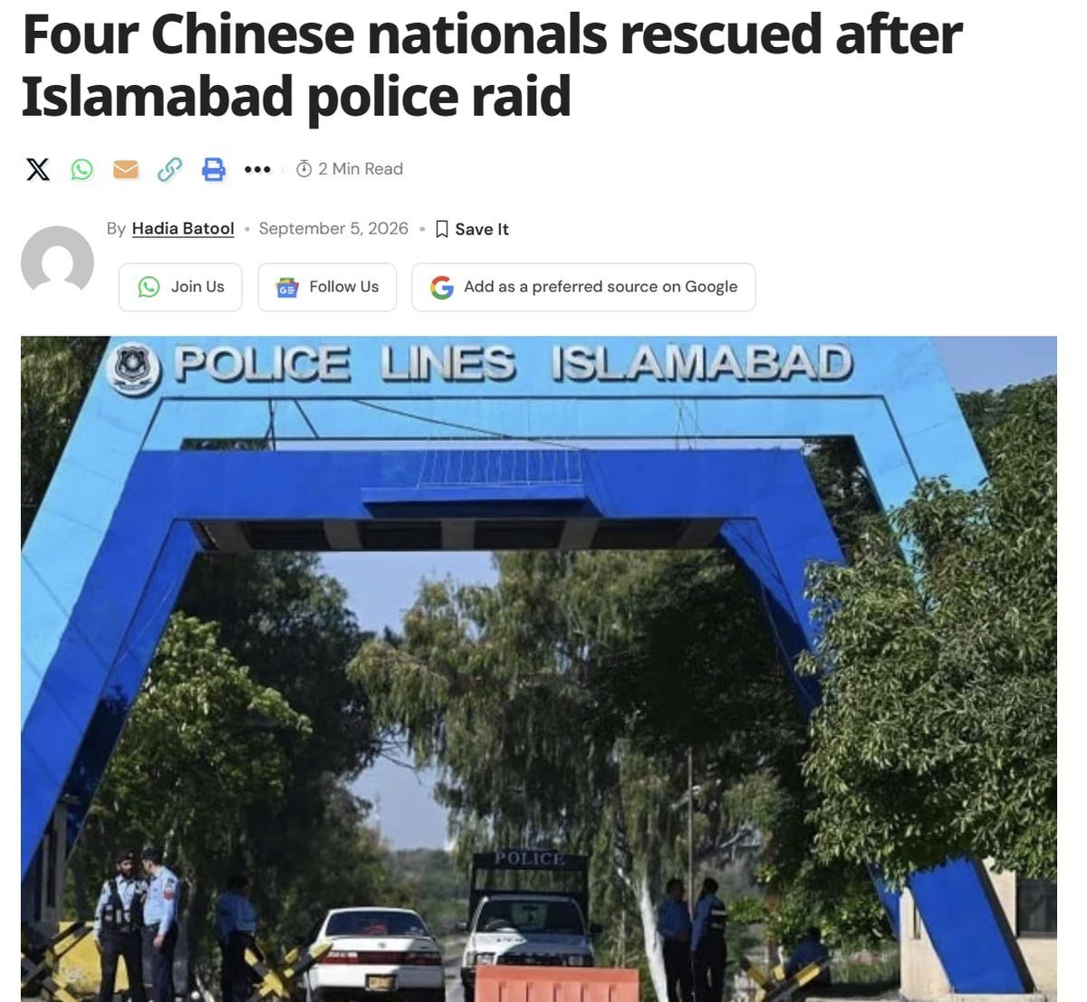 4名中国公民在巴基斯坦遭绑架 警方突袭救人抓6名绑匪