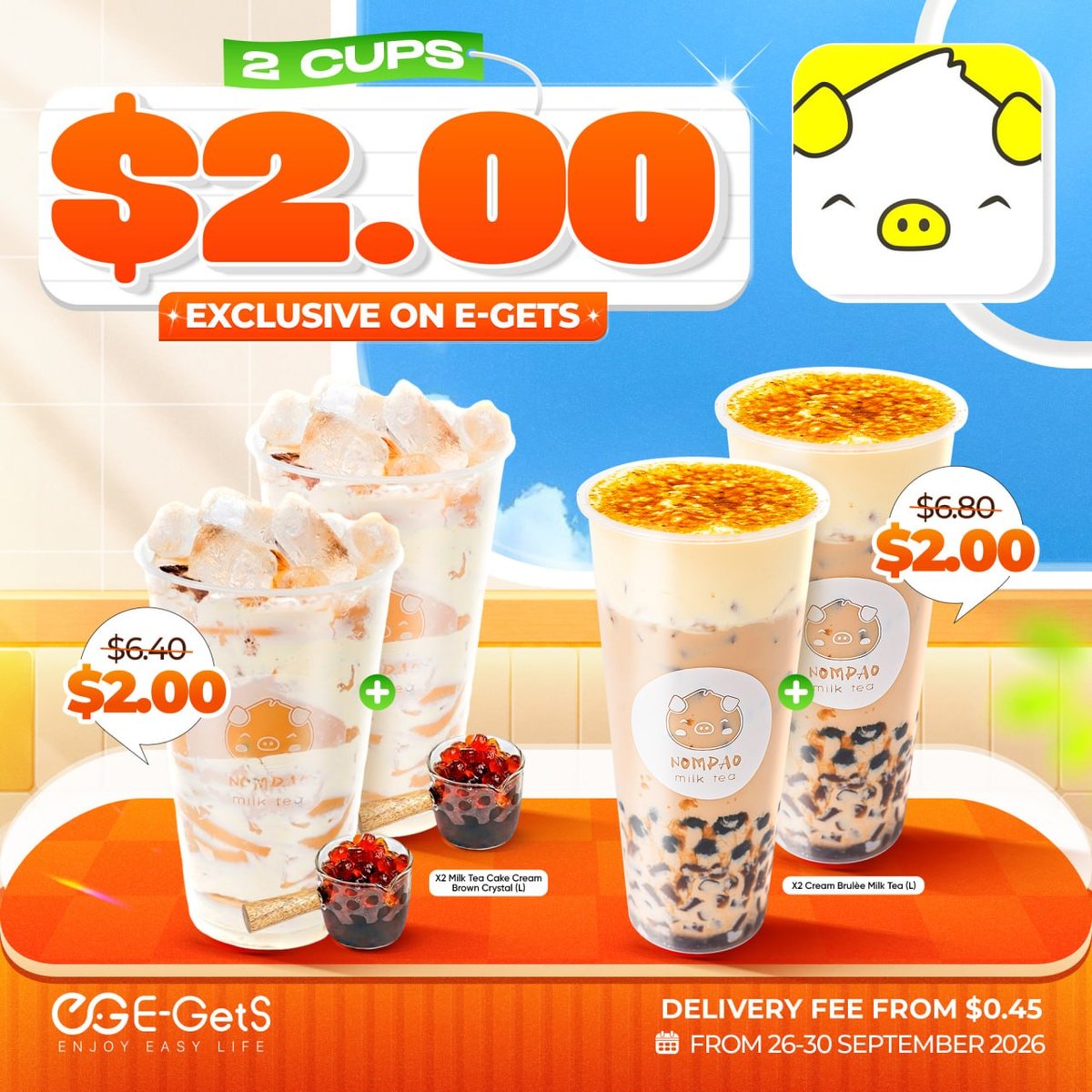 NomPao饮品买2杯仅需$2 9月26日起生效