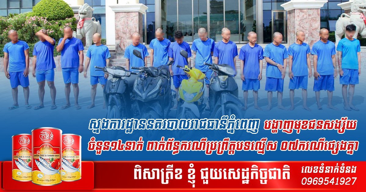 金边警方集中打击7类犯罪 14名嫌疑人落网