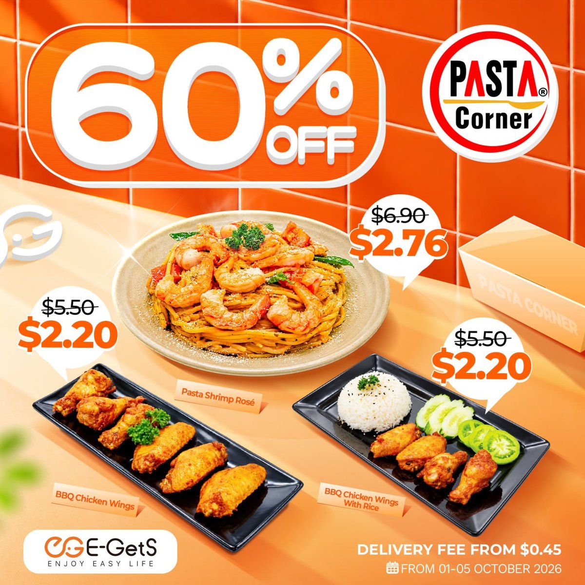 Pasta Corner全场6折 仅限10月1日至5日