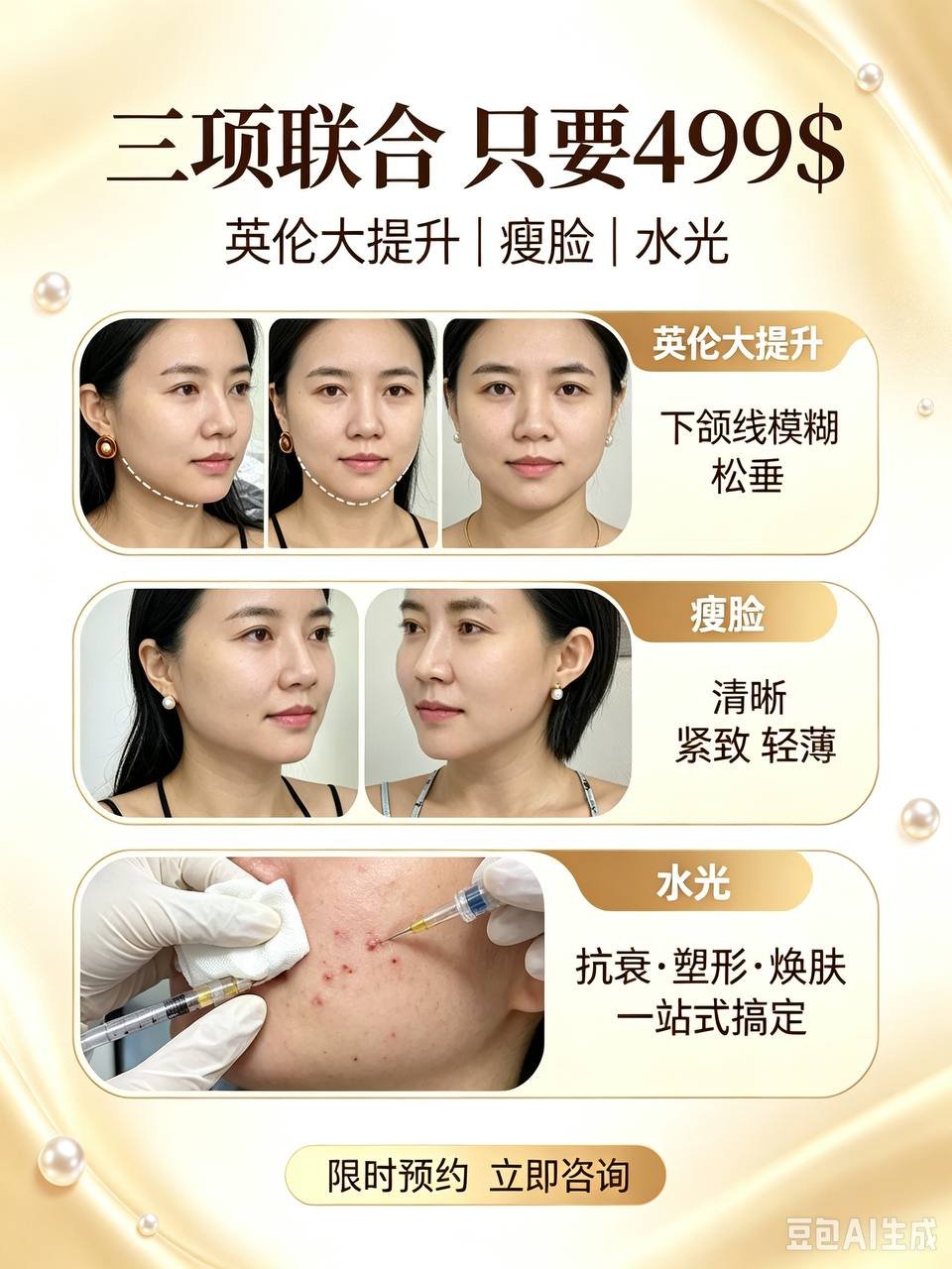 金边医美抗衰瘦脸水光打包价$499 名额有限