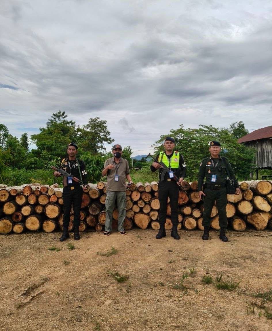 经济警察在奥拉县拦截一辆非法运输木材的车辆，该车此前已通过多