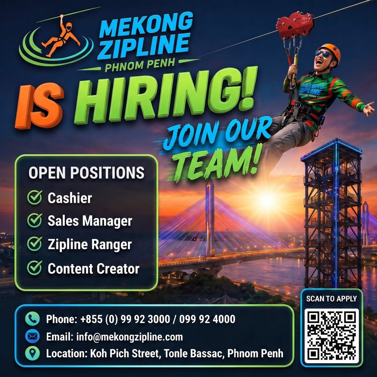Mekong Zipline急招收银销售及内容创作等岗位
