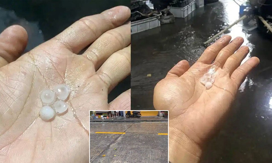 泰国曼谷突发罕见冰雹天气 极端气候引发关注