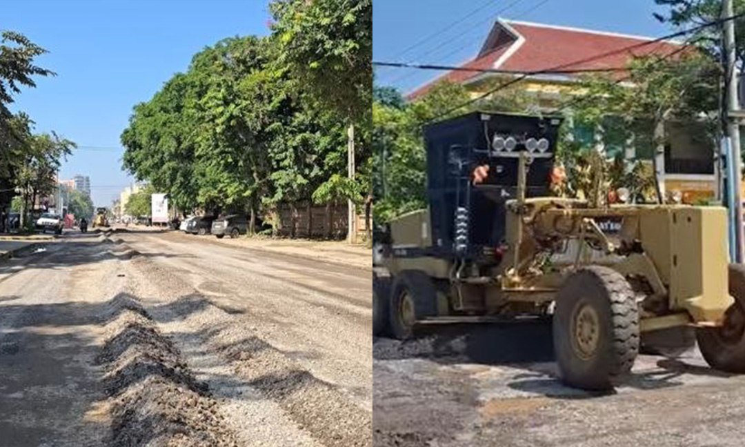 马德望市道路受洪涝损坏 当局已部署机械修复