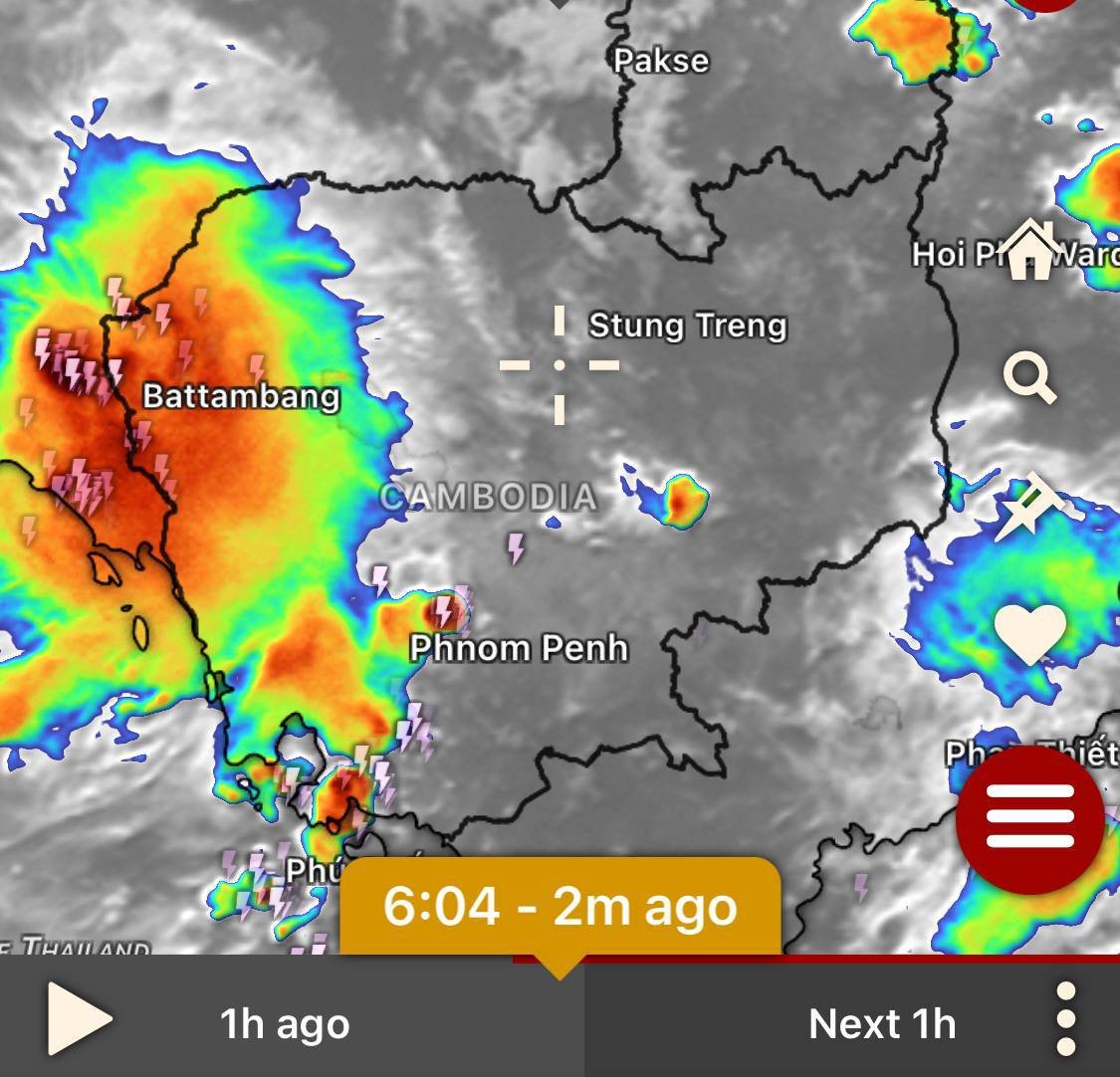 柬埔寨多地雷雨预警 伴随强雷电 处于季节转换期