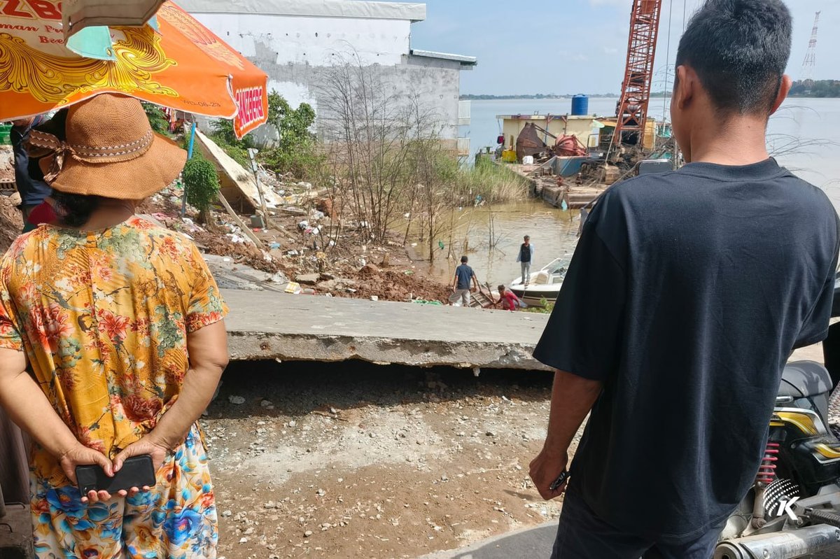 金边水净华区河岸道路发生坍塌,长30米宽6米,政府已承诺采取