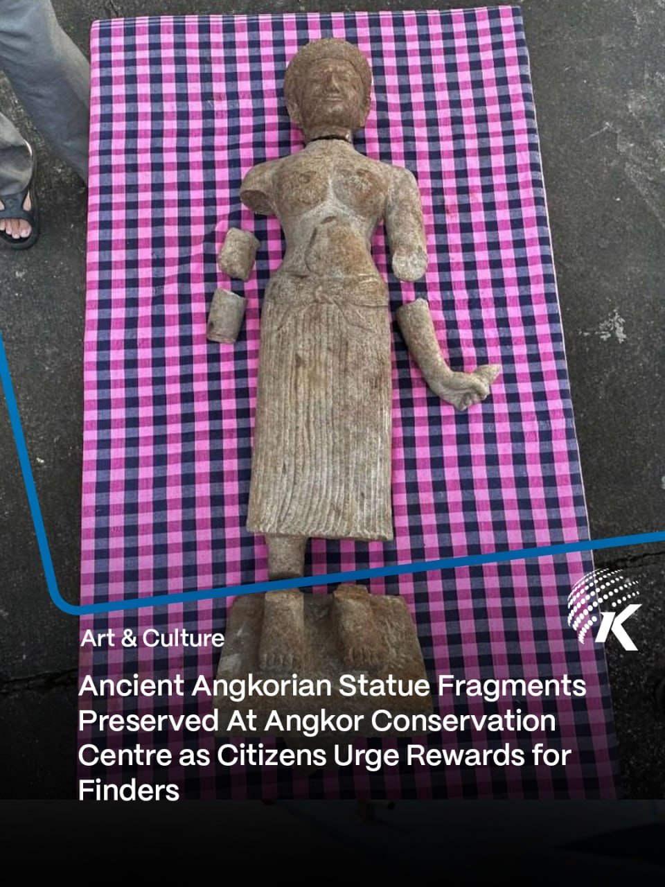 暹粒发现11世纪古迹碎片 已移交吴哥保护中心