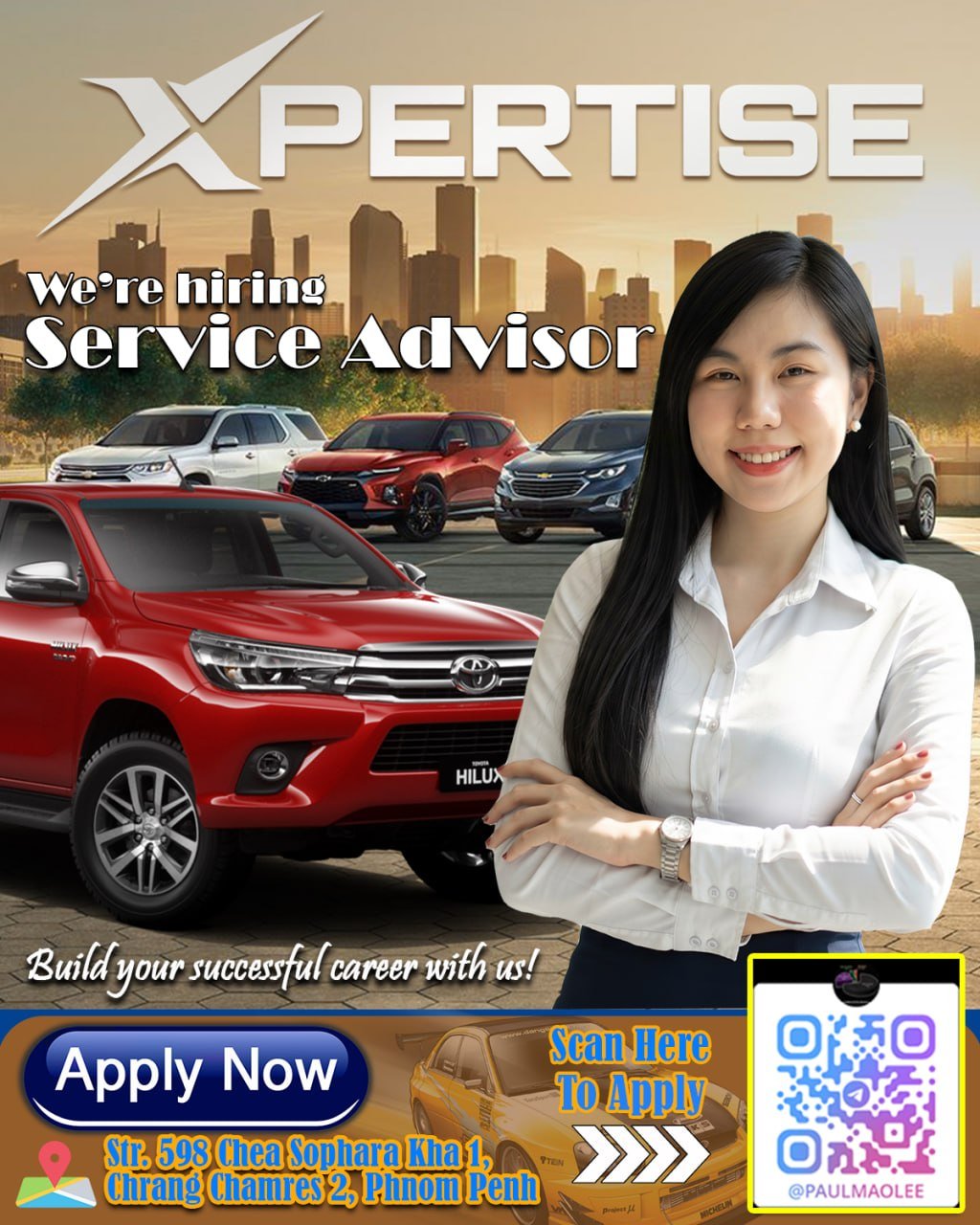 Xpertise Auto招聘员工 位于金边谢速帕拉路