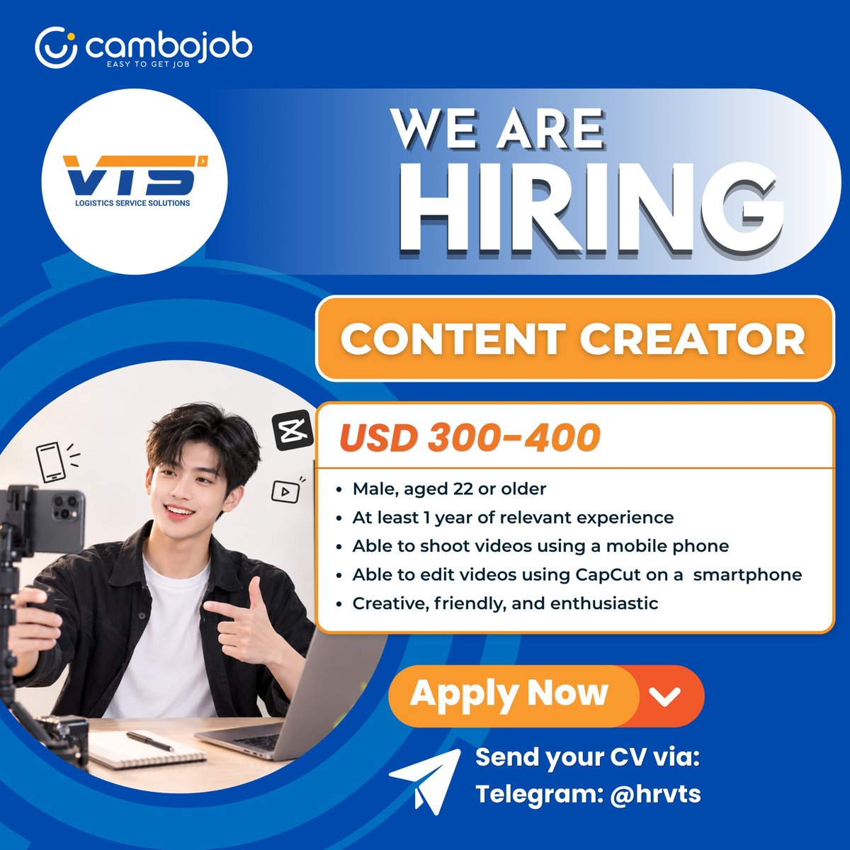 VTS物流急招内容创作者 森速区上班