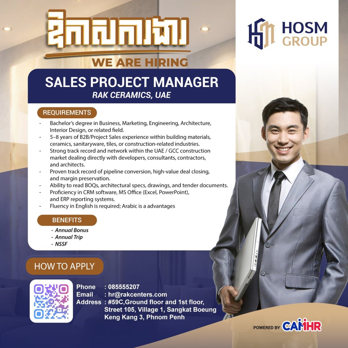 HOSM Asia急招销售项目经理 负责RAK陶瓷项目