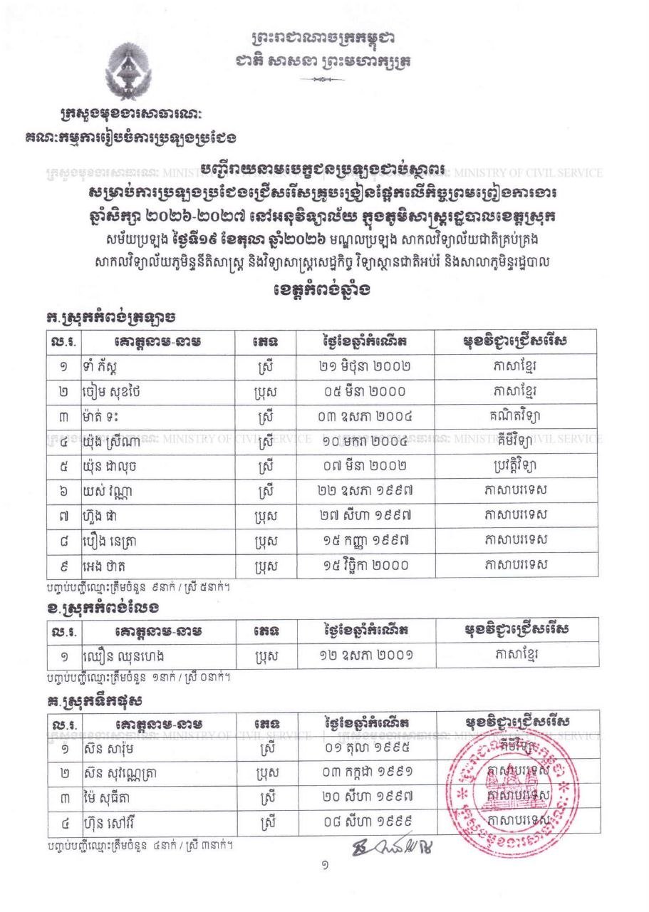 2026-2027学年公立学校教师招聘结果正式公布