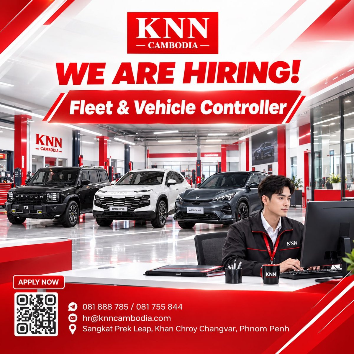 KNN Cambodia急招车辆调度员 水净华区上班