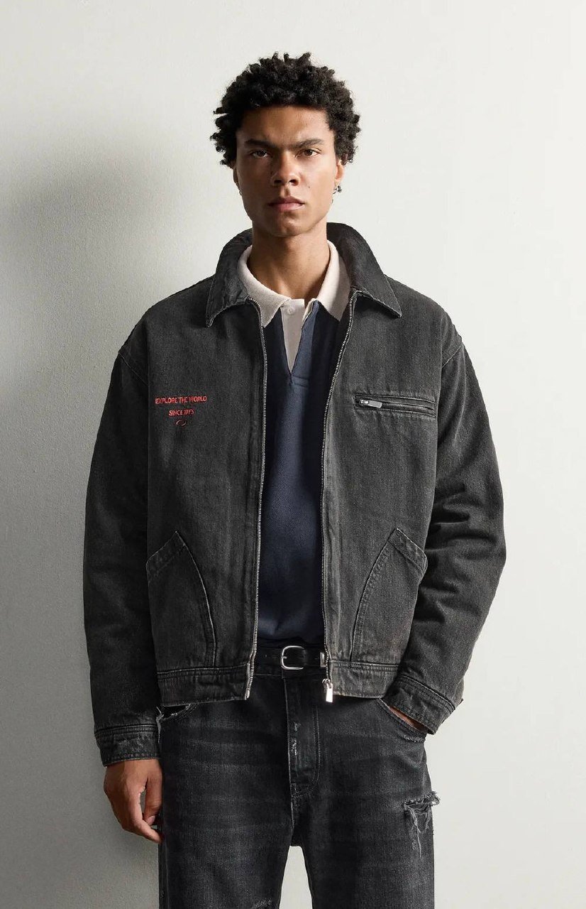 EMBROIDERED PADDED DENIM JACKE