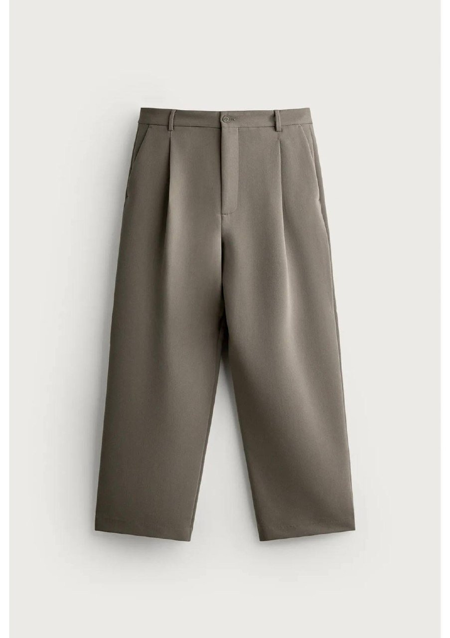RELAXED FIT PLEATED TROUSERS 宽