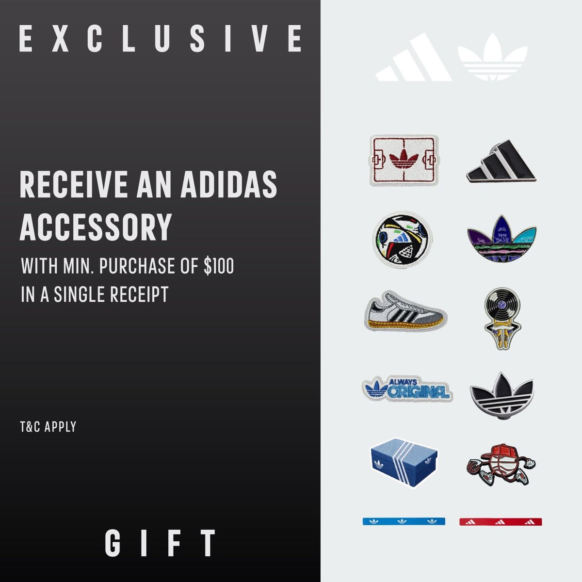 adidas柬埔寨满$100送配饰 永旺3店集茂271可用