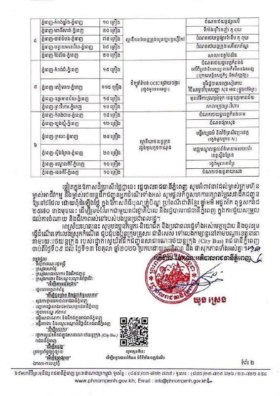金边市政府明日起提供免费返乡公交服务
