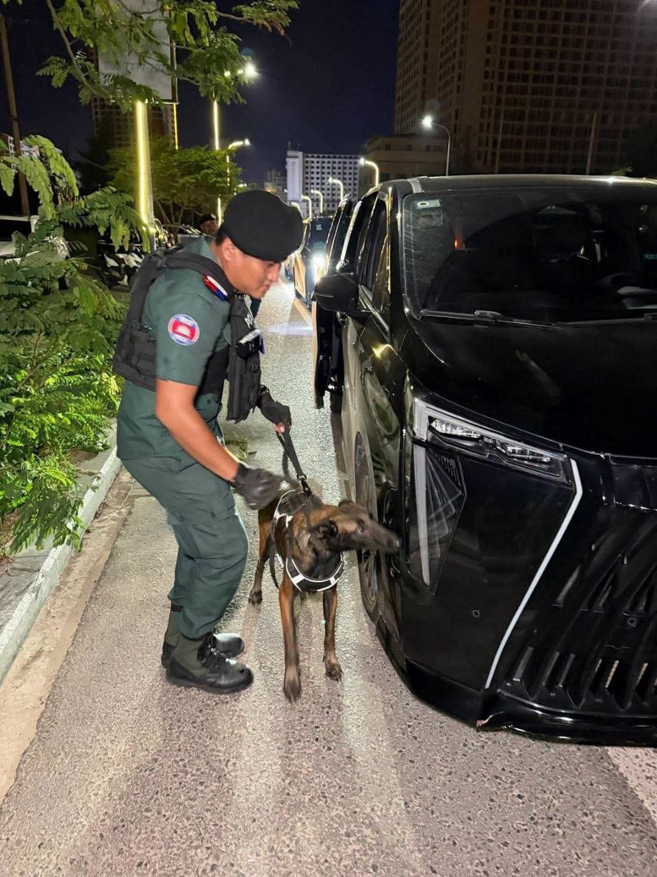 西港警方夜间携警犬巡查 排查武器爆炸物强化治安